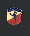 "Abarth & C." small enamel emblem with gothic lettering. 30mm high for dashboard.